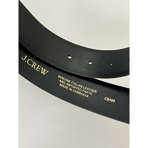 J Crew Wide Belt in Spazzolato Leather Womens Small Black Gold Roller Buckle - Picture 5 of 6